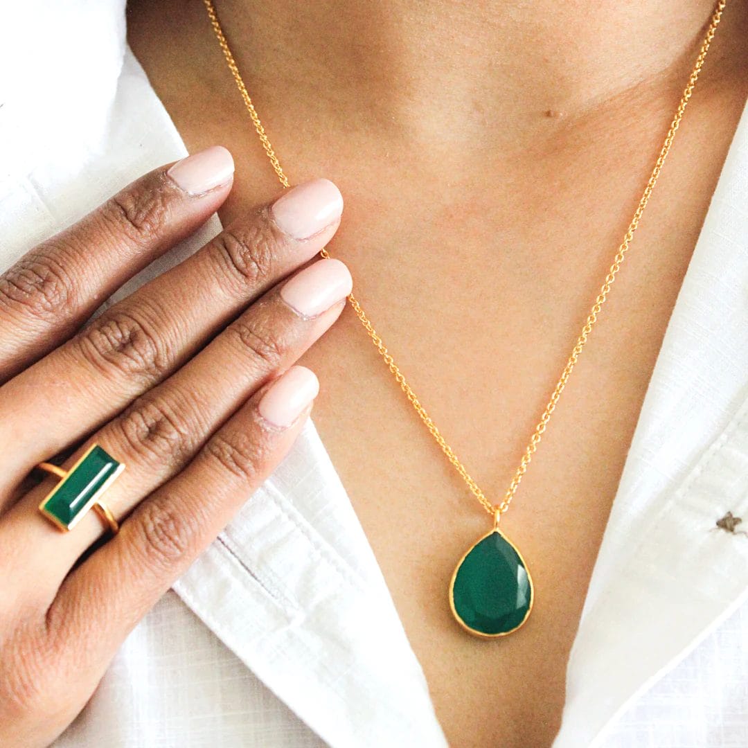 Silver Annabelle Green Onyx Ring | Green Onyx Jewellery – SOMYA LONDON  JEWELLERY