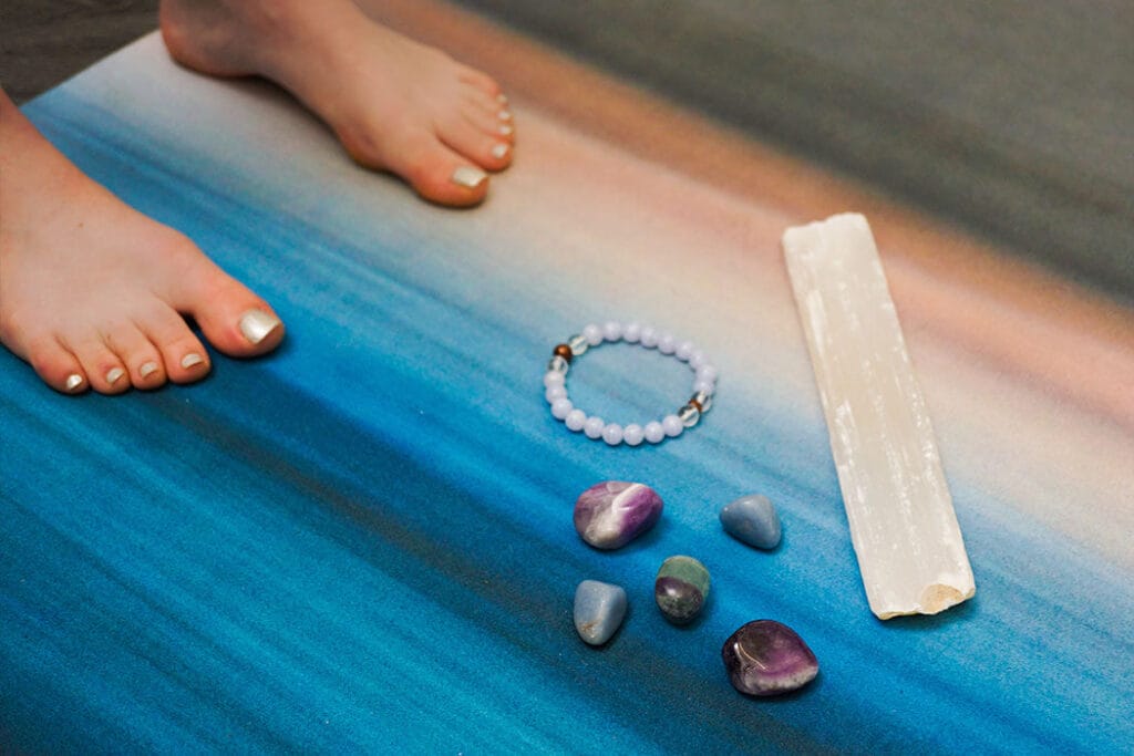 Place Crystals Around Your Yoga Mat